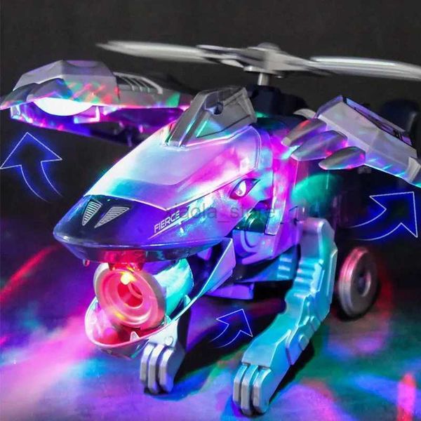 Jouets de transformation Robots jouet avion musique pour enfants transformant LED en plastique électrique dinosaure jouet automatique visage brume jouet-hélicoptère s 2400315