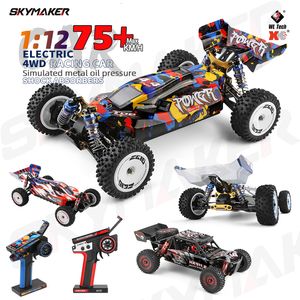 Transformatiespeelgoed Robots WLtoys 124007 124008 V8 1 12 Borstelloze RC Auto 75Km H High Speed Metal 4WD Off Road 2 4G 124016 124017 1 12 Speelgoed 230808