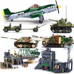 Transformatiespeelgoed Robots WW2 landingsstandaarden VK VS Duitsland sets legerstenen speelgoedblokken Tweede Wereldoorlog militair voertuig Pershing Panther Tanks 2400315