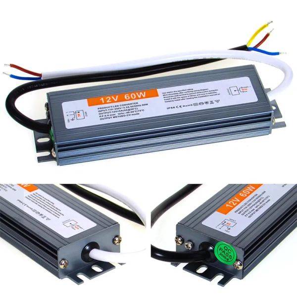 Transformateurs d'alimentation 12V 24V, IP67, étanche pour l'extérieur, 110-250V, 170-250v, 60W-400W, pilote LED 12 LL