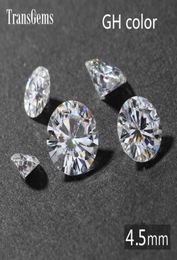 Transgems 04ct Carat 45mm GH kleurloze ronde briljant gesneden lab gekweekte moissaniet diamant test postief als echte diamant5258305