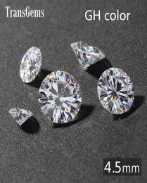 Transgems 04ct carat 45 mm gh gh incolore rond brillant laboratoire de coupe cultivée en diamant Moisanite Postive en tant que vrai diamant5652259