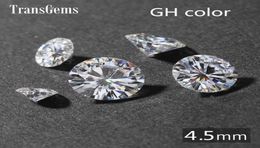 TransGems 04ct karaat 45 mm GH kleurloos rond briljant geslepen laboratorium-gegroeide Moissanite diamant test positief als echte diamant8481725