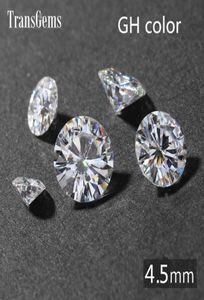 Transgems 04ct Carat 45mm GH kleurloze ronde briljant gesneden lab gekweekte moissaniet diamant test postief als echte diamant5258305