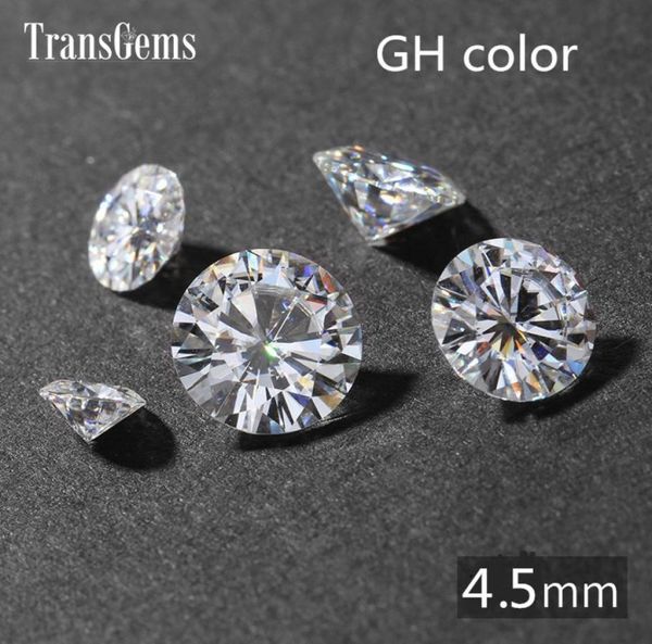 TransGems 04ct Carat 45mm GH incolore rond brillant coupe laboratoire cultivé Moissanite diamant Test positif comme vrai diamant 8026139