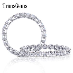 Transgems 10K White Gold Engagement Rings for Women 2,2 mm f Color Moisssanite trouwring voor vrouwen Y200620