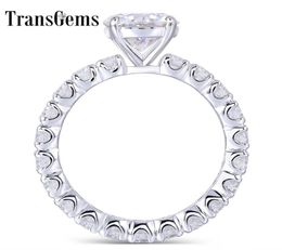 TRANSGEMS 14K 585 Centre d'or blanc 15CT 75 mm F Color Moisanite Engagement Anneau avec des cadeaux FEMMES MOSSANITE FEMMES 25 mm Y195214600