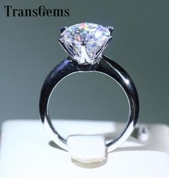 Transgems 14K Or blanc Or 3 Carat Diamètre 9 mm f Color Moisanite Engagement Ring pour les femmes Solitare Engagement Anneau Y190612037799785