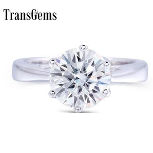 Transgems 2 ct ct 8mm Engagement Wedding Moissanite Ring Lab Grown Diamond Ring voor vrouwen in in 925 Sterling Zilver voor vrouwen Y2003553