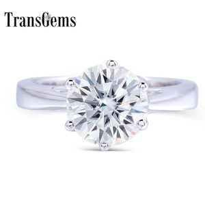 Transgems 2 ct ct 8mm Engagement Wedding Moissanite Ring Lab Grown Diamond Ring voor vrouwen in 925 Sterling Zilver voor vrouwen Y200227E