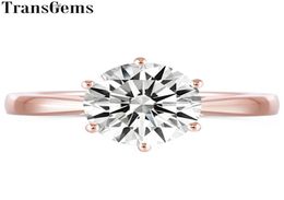 Transgems Classic 10K Rose Gold 3CT 3 carats 9 mm gh couleurs Moisanite Solitaire Anniversaire Anniversary Anniversity For Women Wedding Y19066333169