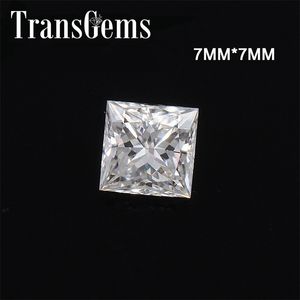 TransGems Équivalent Diamant Poids 2ct ct 7mm * 7mm F Couleur Princesse Coupe Pierre Lâche pour la Fabrication de bijoux Y200620