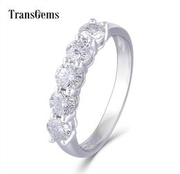 Transgems Geune Gold Gold Moissanite Half Eternity Mariage Band 14K MOR BLANC F COLOR MISSANITE ENGAGEMENT CALDE Y190617307334