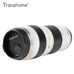 Transhome Camera Lens Mok 450ml Roestvrijstalen Tumbler Plastic Koffie Thee Creatieve Cups en Mokken met Deksel Travel Vacuümfles C18112301