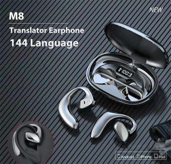 Translator 2023 M8 auriculares de traducción 144 idiomas traducción instantánea traductor de voz inteligente inalámbrico Bluetooth Translator auricular