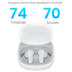 Traductor Wireless Translator auriculares BT auriculares con micrófonos Caso de carga 4 Los modos admiten la traducción en tiempo real en 74 idiomas