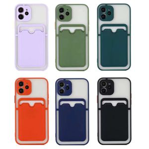 Coque arrière rigide translucide en PC pour iPhone, étui portefeuille pour cartes, 12, 11 Pro Max, XR, XS, 8, 7 Plus