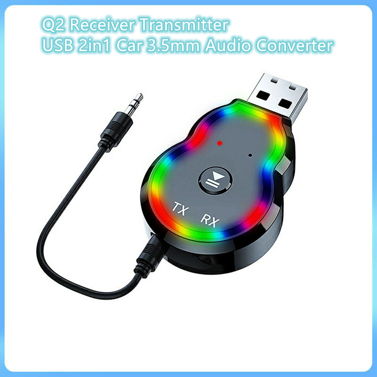 trasmettitore e ricevitore adattatore audio da 3,5 mm adattatore wireless USB 2in1 per PC TV auto compatibile con Bluetooth 5.3