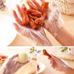 Gants en plastique jetables transparents, 100 pièces/lot, pour Restaurant, cuisine domestique, transformation des aliments, gants de nettoyage ménager