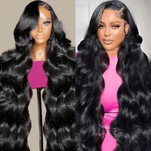 Perruque Lace Front Wig Body Wave brésilienne transparente HD 360, cheveux naturels, pre-plucked, 13x4 13x6, 30 36 pouces, pour femmes