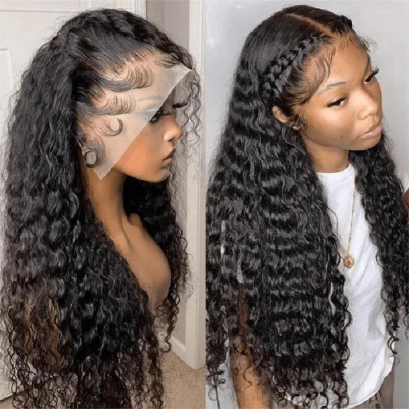Transparent 13x6 Deep Wave Lace Frontal Wigs Pre Plucked 200 Density Brazilian Remy 4x4 Closure Wig Women 13x1 T Middle Part