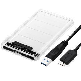 Transparent 2.5 "USB 3.0 SATA Hdd boîtier boîtier disque dur disque dur boîtier externe sans outil 5 Gbps prise en charge 2 to UASP