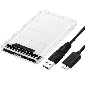 Transparent 2.5" USB 3.0 SATA Hdd Box Enclosure HDD Hard Disk Drive External Case Tool Free 5 Gbps Support 2TB UASP