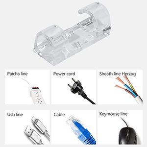 Clips de câble transparents, 20 pièces, organisateur électronique, support de fil de baisse, gestion de cordon, gestionnaire auto-adhésif, pince fixe, enrouleur de fil