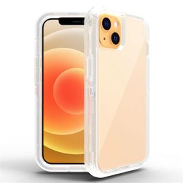 Transparant 3 in 1 verdediger Telefoongevallen voor iPhone 13 12 11Bmini XS MAX XR X Pantser Clear Shockproof Hard Cover