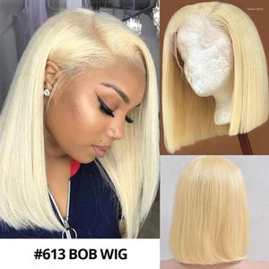 Transparant 613 Lace Front Wig Honey Blonde Short Bob Pruiken 13x4 HD Human Hair Straight