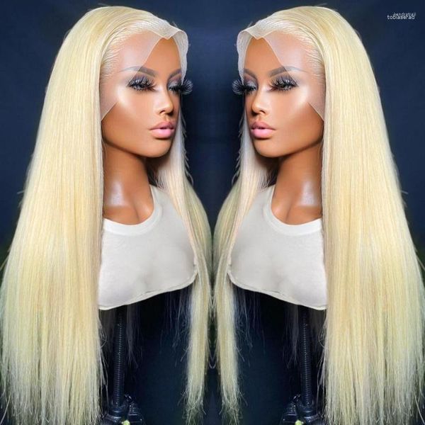 Transparent 613 dentelle frontale perruque miel blond couleur brésilien Remy os droit 13x4 avant perruques de cheveux humains pour les femmes noires