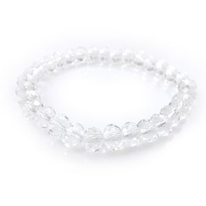 Bracelet en cristal à facettes transparente 8 mm Bracelet perlé pour femmes Bracelets extensibles de style simple 20pcs / lot Livraison gratuite