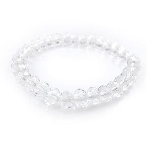 Bracelet de perles de cristal à facettes transparentes de 8mm pour femmes, Bracelets extensibles de Style Simple, lot de 20 pièces 212J