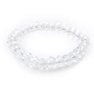 Bracelet de perles de cristal à facettes transparentes de 8 mm pour femmes, bracelets extensibles de style simple, lot de 20 pièces 250p