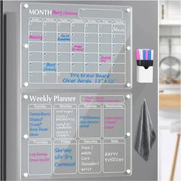 Transparant acryl magnetische kalender acryl planningsbord to-do lijst voor vriesdrogen gum plaat koelmiddel 240219