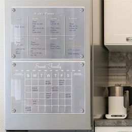 Transparant acryl magnetische vriezer spaanplaat dagelijks plan koelmiddel kalender vriezer stickers 240219