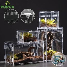 Terrarium reptile en acrylique transparent Boîte de reproduction Turtle Cage Nano Arborial Tarantula Enclos accessoires de dragon de DIRDED 240506