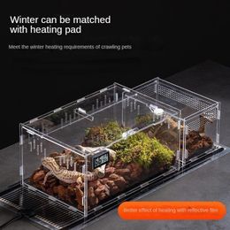 Transparent Acrylic Reptile Terrarium Habitat Breeding Box Reptiles Cage Nano Arboreal Tarantula Enclosure for Spider Scorpion