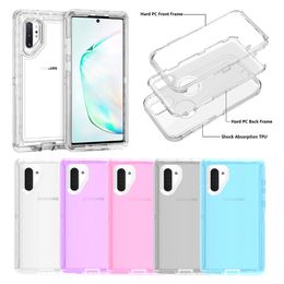 Étuis de téléphone transparents Armor Defender pour Samsung Galaxy Note 10 Plus S20 Ultra à trois couches, housse de protection antichoc transparente et robuste pour S9 S10 S20 S21 S22 S23