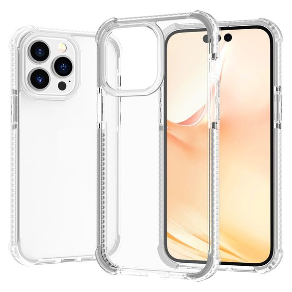 Coque de téléphone armure transparente pour iPhone 15 11 13 12 14 Pro Max cadre en TPU souple hybride et coque transparente antichoc en plastique dur pour 14Plus 13Mini XR XsMax 7 8Plus SE