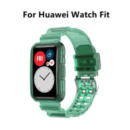 Banda transparente para Huawei Watch Fit Strap Tool Watch Case Protector Protector Correa para Huawei Fit Smart Watch Strap