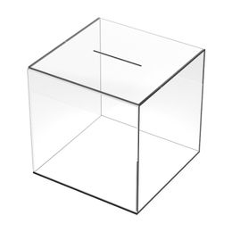 Boîte de banque transparente Boîte à acrylique durable Sauver de l'argent Piggy Bank Cube Saving Coins Boîte de rangement