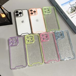 Funda de silicona luminosa con luz nocturna transparente para iPhone 15 14 13 12 11 Pro Max Plus Samsung S24 S23 Cubierta brillante con purpurina fluorescente