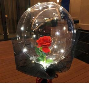 Transparante Bobo Ball Led Luminous Ballon Rose Bouquet Valentijnsdag Gift voor verjaardagsfeestje Bruiloftinrichting Y2010067625848
