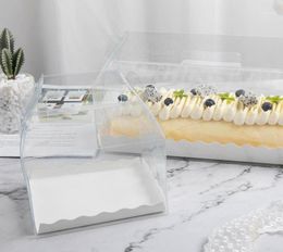 Transparante cake roll verpakkingsdoos met handvat Ecofvriendelijke doorzichtige plastic kaascake doos bakken Zwitserse roll12783800