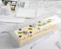 Transparante cake roll verpakkingsdoos met handvat Ecofvriendelijke doorzichtige plastic kaas Cake Box Baking Swiss Roll Box3893086