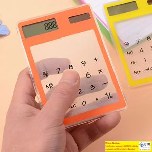 Calculatrice transparente étudiants créatifs coréens papeterie ultra mince mini ordinateur solaire bureau d'apprentissage portable