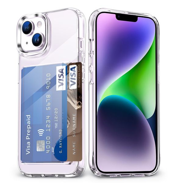 Porte-carte transparent 2 en 1 TPU Acrylique pour iPhone 15 14 Pro Max Plus 13 12 11 Samsung S20 S23 Ultra S24 Hybrid Card Slot Wallet Cases Anti Drop Clear Cover