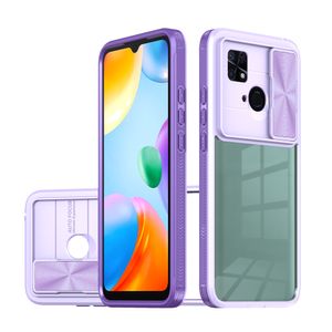 Transparante gevallen Slide camerabescherming Clear Acryl Achteromslag Zachte TPU -bumper voor Redmi 9A 9C 10C Opmerking 9 10 11 Pro 11S POCO X3 M3 C40