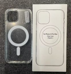 Transparant helder acryl magnetisch schokbestendig telefoonhoesje voor iPhone 15 14 13 12 11 Pro Max Mini met retailpakket Compatibel Magsafe draadloze oplader